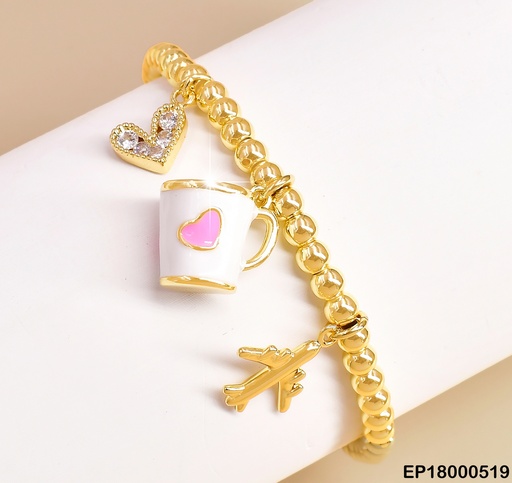 [EP18000519] PULSERA PELOTITAS AJUSTABLE DIJES🍵BLANCA💛🛩️BE233-294