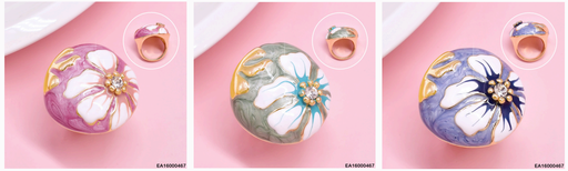 [EA16000467] ANILLO FLOR BLANCA FONDO COL.SURTIDOS RE091-9