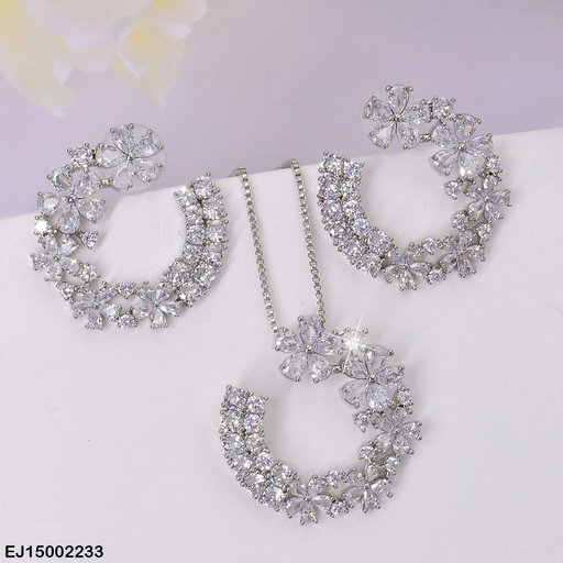 [EJ15002233] JUEGO PLAT. "U" FLORES ZIRCONIAS/CUADROS SE576-6