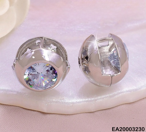 [EA20003230] ARETES HUGGIES PLAT. RD.ZIRCONIA/ESTRELLA CALADA K3234