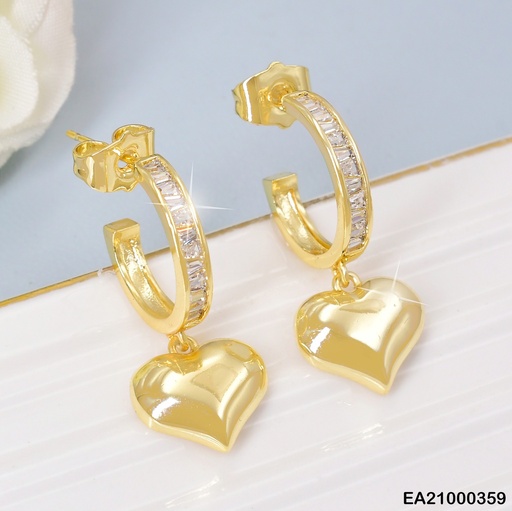 [EA21000359] ARGOLLA DOR ZIRC/CORAZON INFLADO LISO EE1029-3