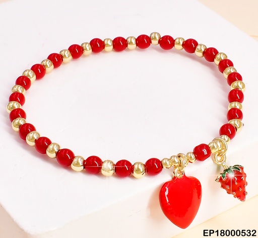 [EP18000532] PULSERA ROJO/DORADO DIJES:CORAZON-FRESA BE301-9