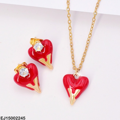 [EJ15002245] JUEGO CORAZON ROJO ALARGADO C/DOR.SE828-5
