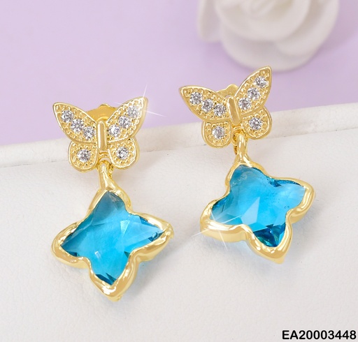 [EA20003448] ARETES MARIPOSA ZIRC/ESTRELLA AZUL COLGANTE EE939-3