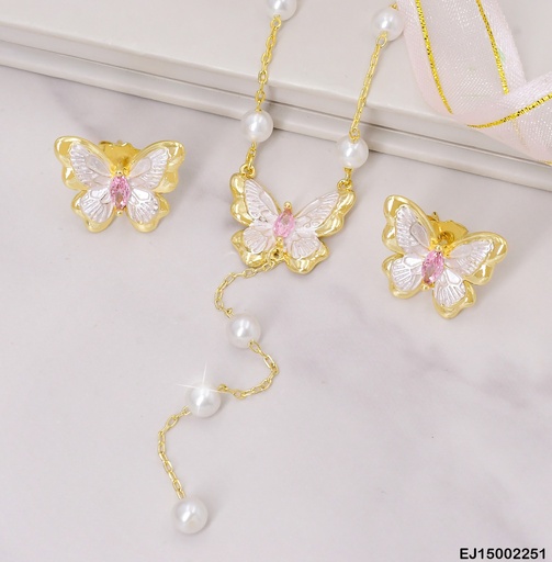 [EJ15002251] JUEGO MARIPOSAS BLANCAS C/ROSADO CAD.C/PERLITAS SE530-3