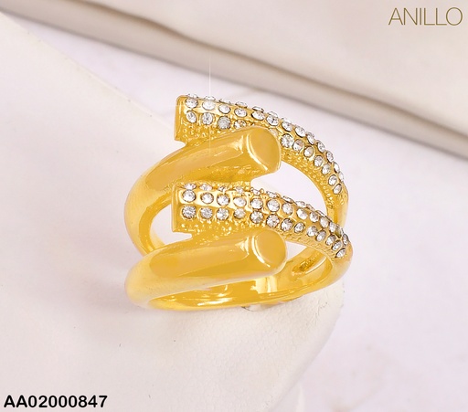 [AA02000847] ANILLO DOR 2 LINEAS ZIRC/2 LISAS UNIDAS  CENTRO RA235-305