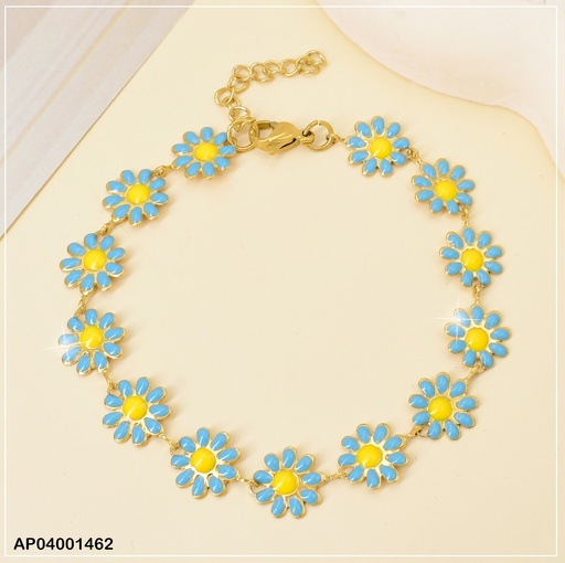 [AP04001462] PULSERA FLORES CELESTES CENTRO AMARILLO 084107
