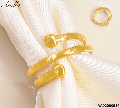 [AA02000936] ANILLO DOR 3 LINEAS /PELOTITAS PART. SUP E INF / CENTRO LISO RA431-305
