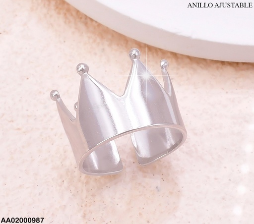 [AA02000987] ANILLO PLAT.CORONA LISA/ PELOTITAS  RA538-311