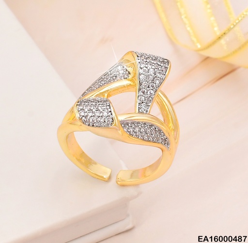 [EA16000487] ANILLO DOR CURVAS ENTRELAZADAS ZIRC. RE116-268