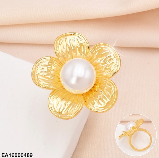 [EA16000489] ANILLO FLOR 5 PETALOS/PERLA CENTRO RE118-268