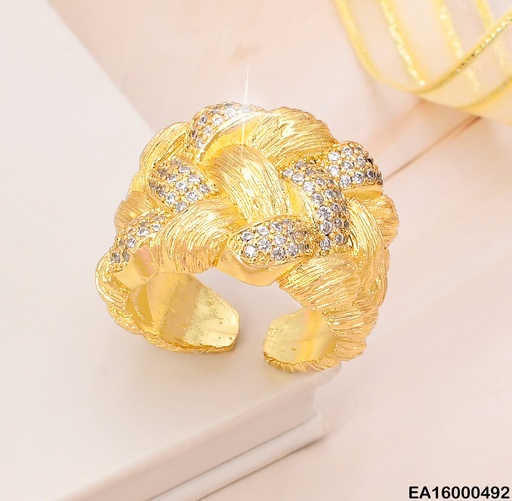[EA16000492] ANILLO ANCHO TRENZADO RAYAS/ZIRCONIAS RE122-268