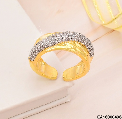 [EA16000496] ANILLO DOR LINEA EN DIAGONAL ZIRC RE126-268