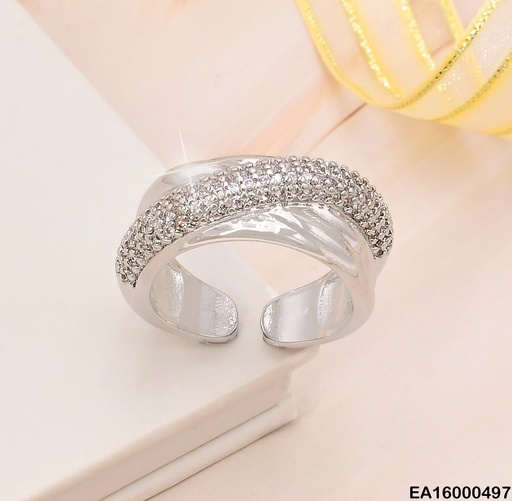 [EA16000497] ANILLO PLAT LINEA EN DIAGONAL ZIRC. RE127-268
