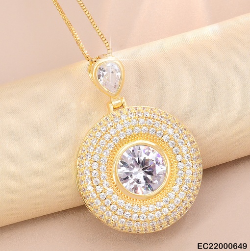 [EC22000649] CADENA DOR ZIRC/ DIJE RD ZIRC CRISTAL CE122-6