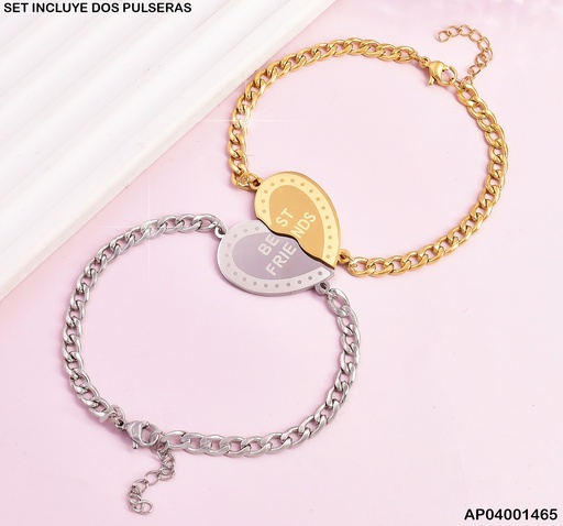 [AP04001465] PULSERA PAREJAS DOR/PLAT "BEST FRIENDS" 083858-W130