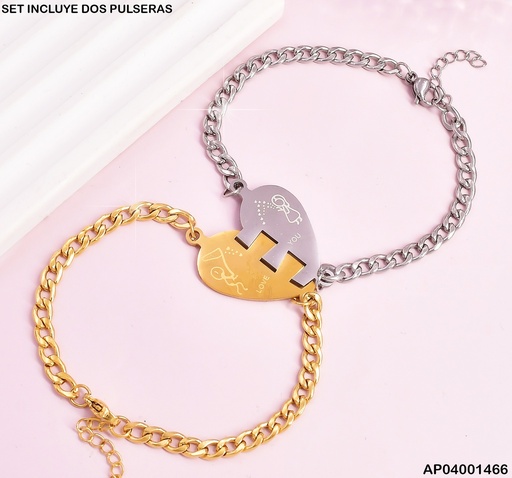 [AP04001466] PULSERA PAREJAS DOR/PLAT "LOVE YOU" 083855-W130