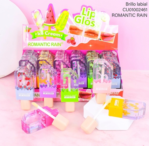 [CU01002461] LIP GLOSS FRUTAL  ROMANTIC RAIN EN FORMA DE PALETA R1659