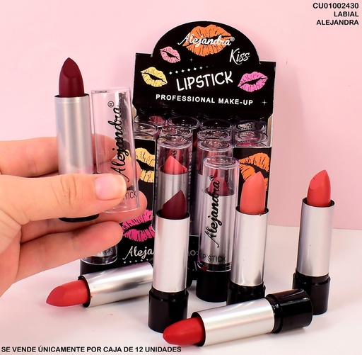 [CU01002430] CAJA DE 12 LABIALES KISS ALEJANDRA R0828