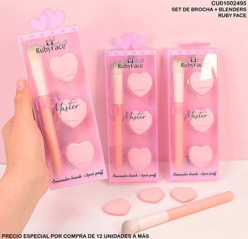 [CU01002495] KIT FACIAL BROCHA-BLENDER RUBY FACE AX1+3PUFF/AX1+2PUFF