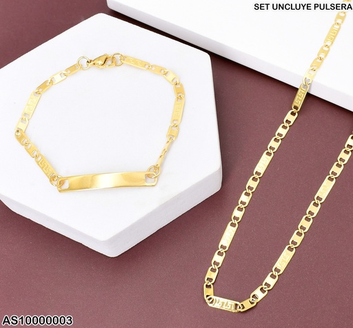 [AS10000003] SET VALENTINO CADENA-PULSERA C/PLACA GRAB. MAYAS