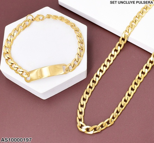 [AS10000197] SET CADENA-PULSERA C/PLACA MARTILLADA ESLAB UNIF.2.0NK F3898