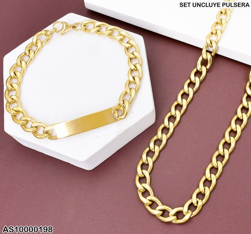 [AS10000198] SET CADENA-PULSERA C/PLACA MARTILLADA ESLAB UNIF.2.0NK P5049