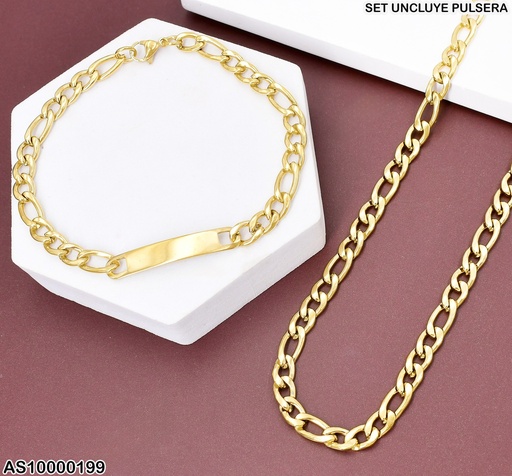 [AS10000199] SET CADENA-PULSERA C/PLACA MARTILLADA ESLAB UNIF.1.6NK F3896