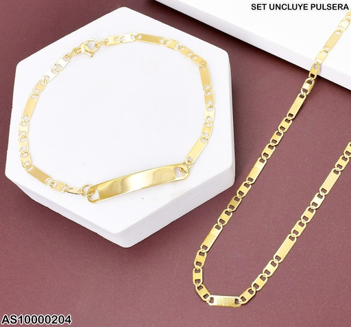 [AS10000204] SET VALENTINO ALARG CADENA-PULSERA C/PLACA 3.5NK P6690