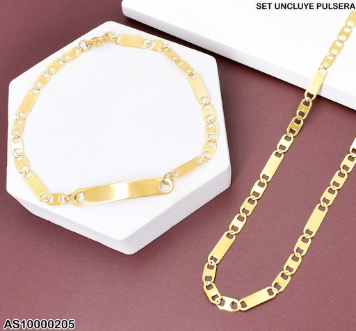 [AS10000205] SET VALENTINO ALARG CADENA-PULSERA C/PLACA 4.5NK A9901