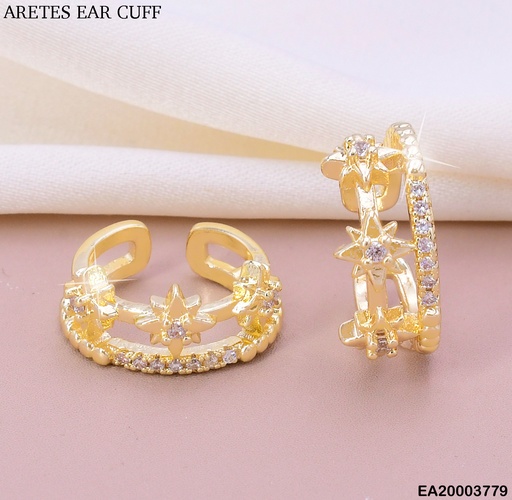 [EA20003779] ARETES EAR CUFF (2) LINEA ZIRCONIAS C/3 ESTRELLAS EE2078