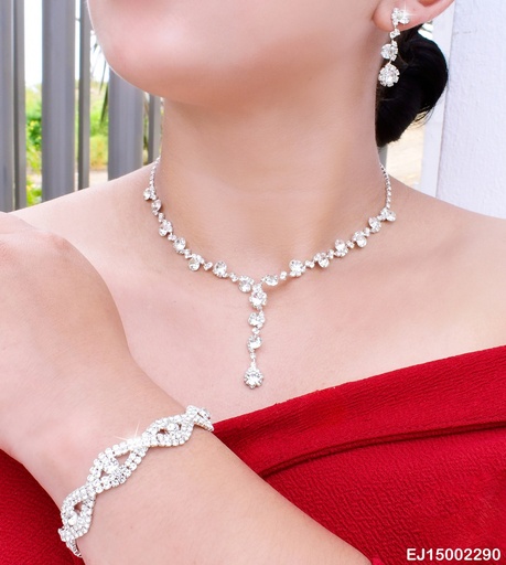 [EJ15002290] JUEGO PLAT DETALLES ZIRC RD/CD/PULSERA SE724