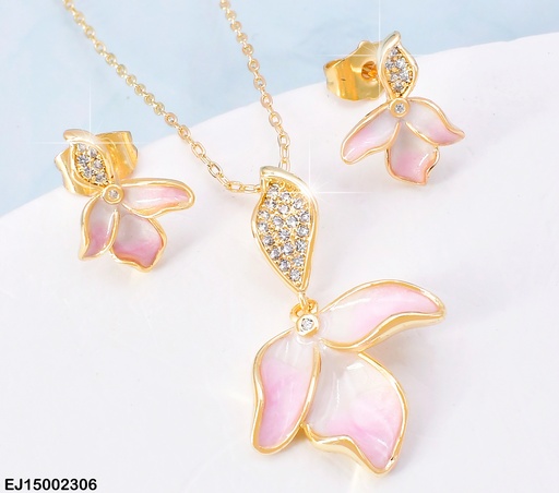 [EJ15002306] JUEGO DOR MEDIA FLOR ROSADA 1 PETALO ZIRC K4798-223