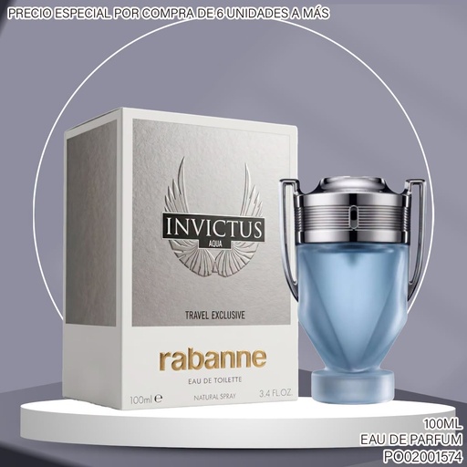 [PO02001574] PERFUME INVICTUS AQUA HOMME TRAVEL RETAILS RABANNE EDT 100ML