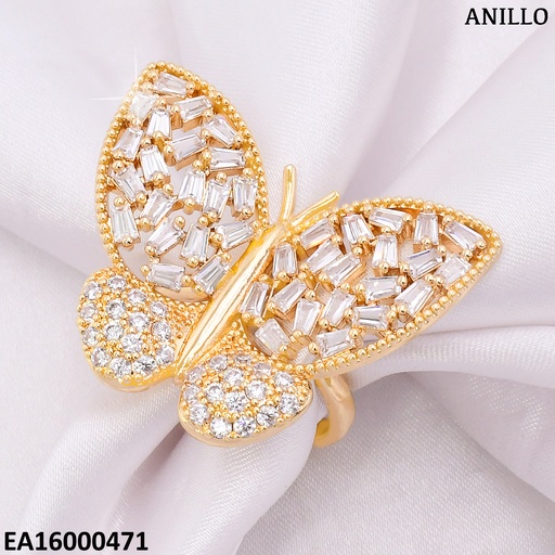 [EA16000471] ANILLO MARIPOSA DE ZIRCONIAS RECTANGULARES RE100-6