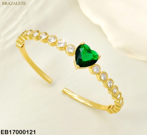 [EB17000121] BRAZALETE ZIRCONIAS RD CENTRO CORAZON VERDE BE340-294
