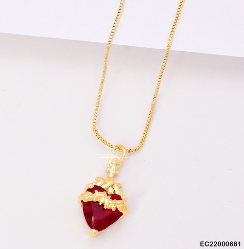 [EC22000681] CADENA DOR DIJE CRUZ PQ /CORAZON ROJO/ESPINAS CE180-294
