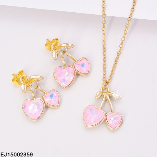 [EJ15002359] JUEGO ZIRC RD/ LAZOS/ CORAZONES ROSADOS SE830-5