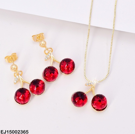 [EJ15002365] JUEGO CEREZAS/ESF. DOR/ HOJITA ZIRC SE885-9