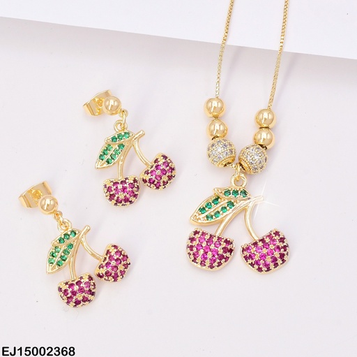 [EJ15002368] JUEGO CEREZAS ZIRC FUCSIA SE890-9