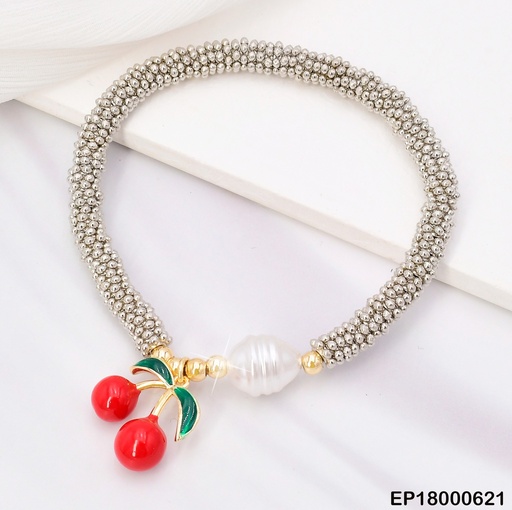 [EP18000621] PULSERA PLAT PELOTITAS/ESF.DOR/PERLA/CEREZA (2) BE352-9