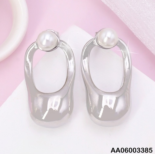 [AA06003385] ARETES PLAT PERLA/CROQUI OVALO VD085032-113
