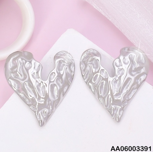 [AA06003391] ARETES PLAT CORAZON CORRUGADO/V ALARGADA VD085036-113