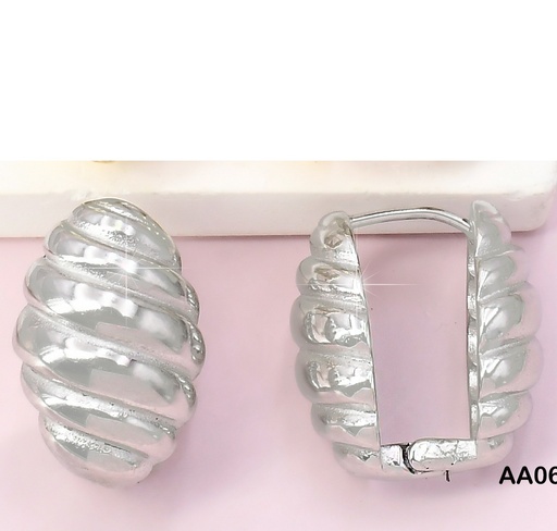 [AA06003413] ARETES PLAT. DOBLE CARA OV.LINEAS DIAGONAL  VD085059-113