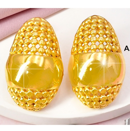 [AA06003440] ARETES OVALO CUADROS CALADOS/FAJA LISA VD084480-113