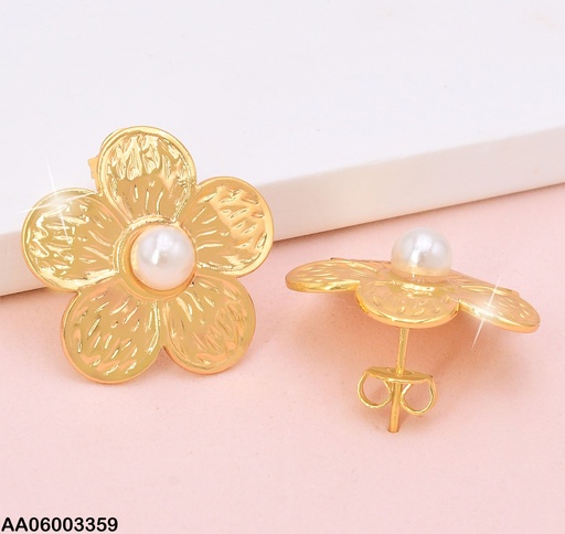 [AA06003359] ARETES DOR FLOR PUNTEADA/PERLA CENTRO EA1162-270