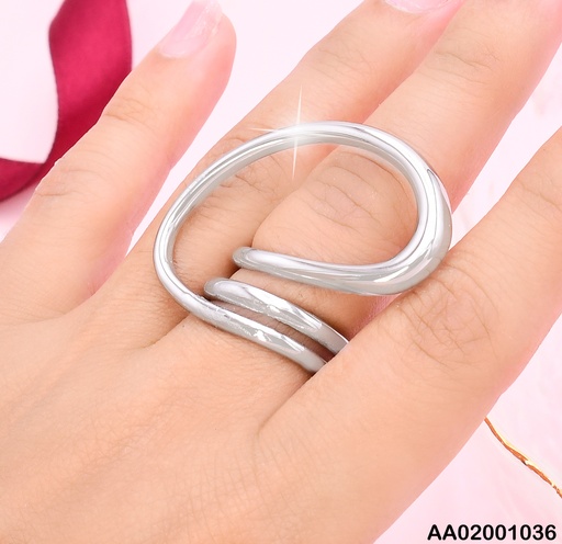 [AA02001036] ANILLO PLAT. DOBLE LINEA OVALO DIAGONAL 084205-113
