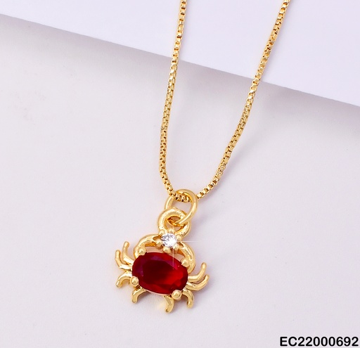 [EC22000692] CADENA FINA DIJE CANGREJO ZIRCONIA RD ROJA CE168-294