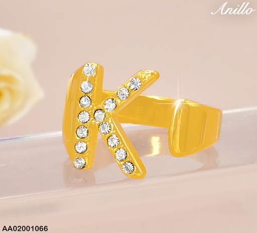 [AA02001066] ANILLO DOR ZIRC LETRA "K" RA514-305