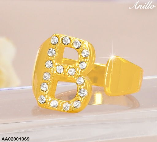 [AA02001069] ANILLO DOR ZIRC LETRA"B" RA517-305